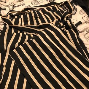 Stripe wide leg pants